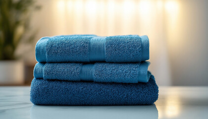 AI generator images of Home Textiles Manufacturer ,Cheer Collection Luxurious Towel Set - Super Soft and Absorbent 2-3 Piece Towel Set in Dark Blue for Home and Bath Bulk Supplier Dobby Border Cotton 