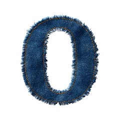 Denim Letter O: A close-up captures a singular, frayed-edge denim letter O on a pristine background, showcasing texture.