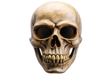Realistic human skeleton mask isolated with no background or shadows for design projects transparent background