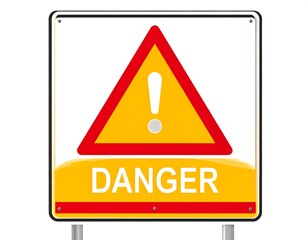 Warning sign with a yellow triangle and the word "danger