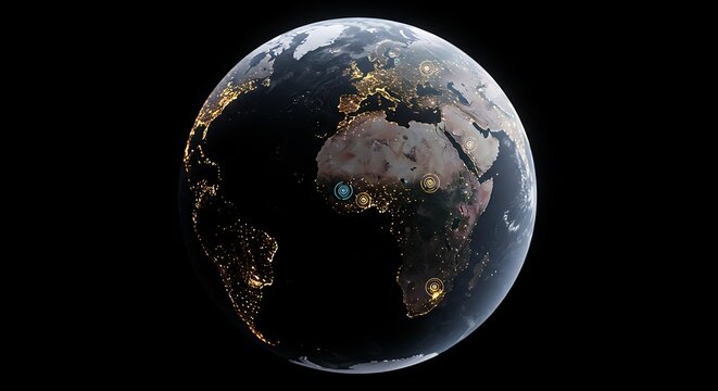 Earth nighttime lights globe view