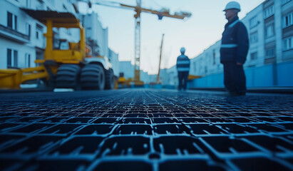 AI generator images of Plumbers work to repair a large underground pipe that burst under a city street. Workers constructing a pipeline in muddy terrain, Male construction workers examining undergroun