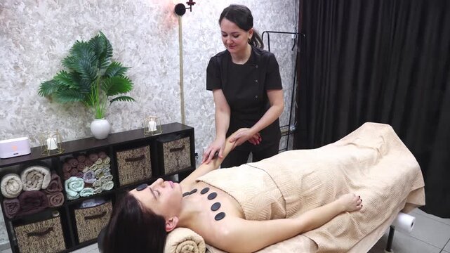 Massage parlor where procedures carried out using hot stones Basalt.