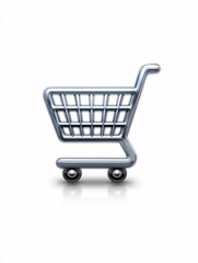 Shopping cart icon, sleek design, represents online shopping, digital commerce, perfect for e-commerce platforms.