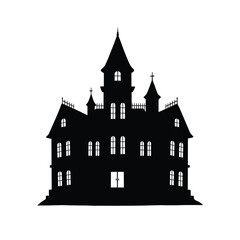 Haunted castle silhouette gothic architecture vector