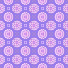 Seamless purple pastel mandala floral pattern, ideal for fabric, wallpaper, and design
