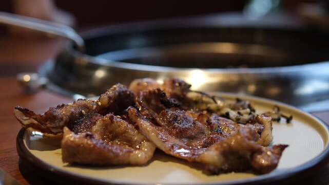 grilled underbelly fried bacon grilled fried meat with lard