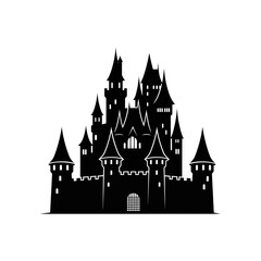 Obraz premium Silhouette of a large medieval castle.