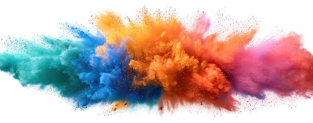 Abstract explosion of vibrant colored powder
