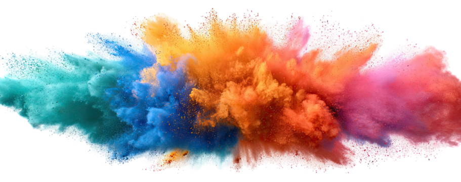Abstract explosion of vibrant colored powder