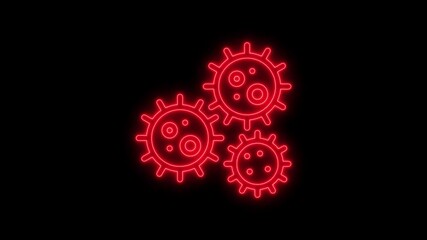 Red neon illuminated virus cells on black background animation for healthcare and medical concepts - Powered by Adobe
