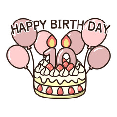 誕生日ケーキ　ピンク10-19