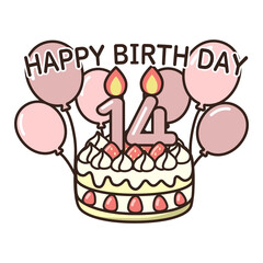 誕生日ケーキ　ピンク10-19