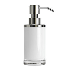 Obraz premium Elegant bathroom accessory a pristine white dispenser with chrome accents presented on transparent
