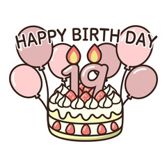 誕生日ケーキ　ピンク10-19