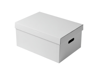 Isolated white storage box with lid for organization on a transparent backdrop