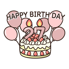 誕生日ケーキ　ピンク20-29