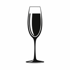 Champagne flute silhouette. This image shows a black silhouette of a champagne flute with a simple and elegant design. Vector illustration black clipart design.