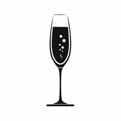 Champagne flute silhouette. This image shows a black silhouette of a champagne flute with a simple and elegant design. Vector illustration black clipart design.