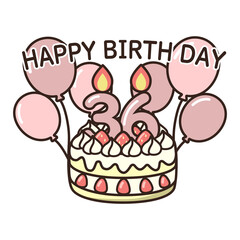 誕生日ケーキ　ピンク30-39