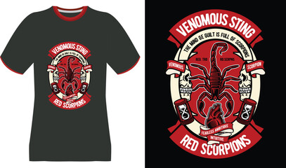 Fototapeta premium Red Scorpions Venomous Sting Scorpion Skull T-Shirt Design