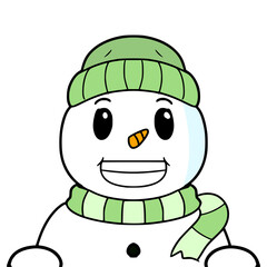 snowman character closeup illustration hand drawn isolated vector