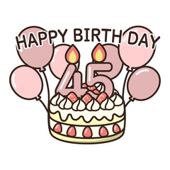 誕生日ケーキ　ピンク40-49