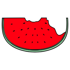 bite watermelon illustration hand drawn isolated vector