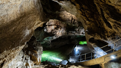 Demanovska Cave Of Liberty In Low Tatras Slovakia With Stalactites Stalagmites And Underground Waterfall Lake Most Visited Cave In Slovakia Natural Limestone Formations