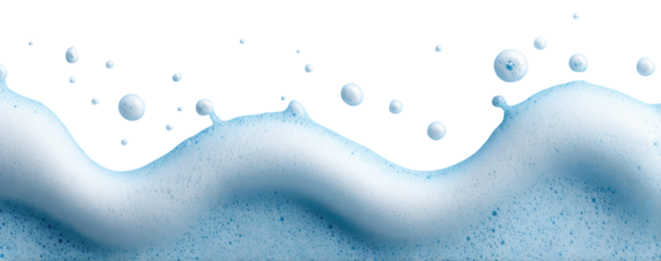 Light blue soapy foam waves with bubbles