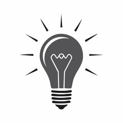 Light silhouette. This image shows a black silhouette of a light bulb with rays emanating from it, symbolizing ideas, creativity, and innovation. Vector clipart illustration design.