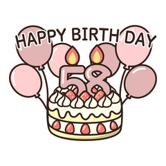 誕生日ケーキ　ピンク50-59