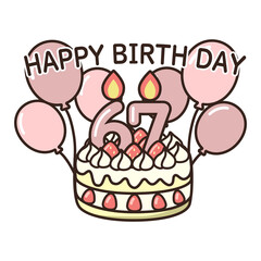 誕生日ケーキ　ピンク60-69