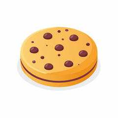 Round Chocolate Chip Cookie Illustration