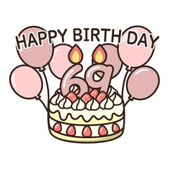 誕生日ケーキ　ピンク60-69