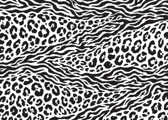 Animal Skin hybrid pattern design. Animal print vector illustration background. Wildlife fur skin design illustration for web, home decor, fashion, surface, graphic design