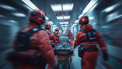 Naklejka premium Emergency medical team rushing a patient