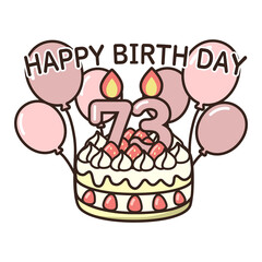 誕生日ケーキ　ピンク70-79