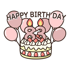 誕生日ケーキ　ピンク80-89