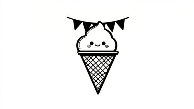 Cute cartoon ice cream cone graphic