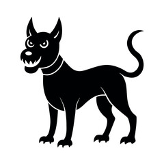 Fierce dog illustration A striking black vector graphic of an aggressive canine with sharp fangs and menacing eyes, ideal for powerful design concepts.