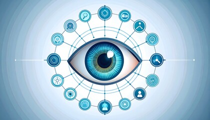 Eye with connected digital icons
