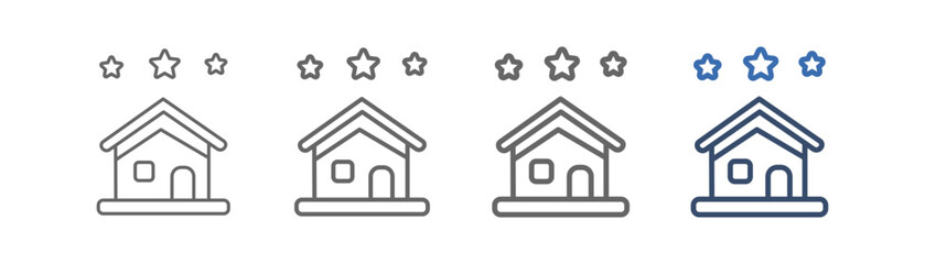 
outline icon set of staycation with real estate design and three stars