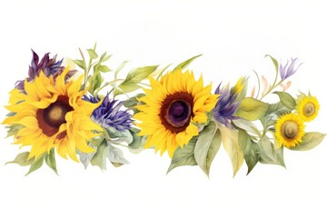 Naklejka premium Sunflowers plant white background inflorescence.