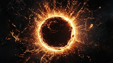 Flaming Circular Frame: Fiery Glowing Effect Background