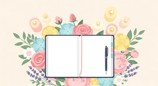 Floral Journal Blank Pages, New Beginnings