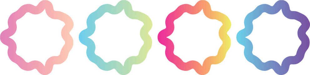 Retro Groovy Daisy Flower Vector Collection with Hand-Drawn Hippie Style Cartoon Shapes and Funky Gradients Colour Line