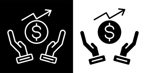 Financial Icon Set in Outline and Glyph Style Vector Illustration