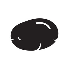 A Black Potato Icon Silhouette, a Simple Vegetable Graphic Isolated on a White Background