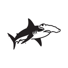 Fototapeta premium Stylized Black and White Hammerhead Shark Illustration on a Clean Background